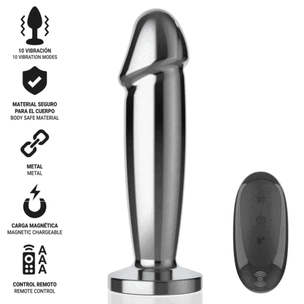 INTENSE - PLUG ANAL 10 VIBRATIONS GODE MÉTALLIQUE AVEC TÉLÉCOMMANDE M