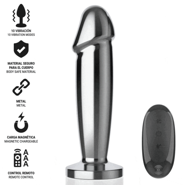 INTENSE - PLUG ANAL 10 VIBRATIONS GODE MÉTALLIQUE AVEC TÉLÉCOMMANDE S