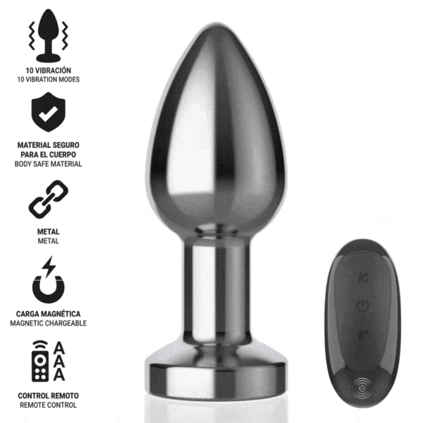 INTENSE - PLUG ANAL 10 VIBRATIONS MÉTAL AVEC TÉLÉCOMMANDE M