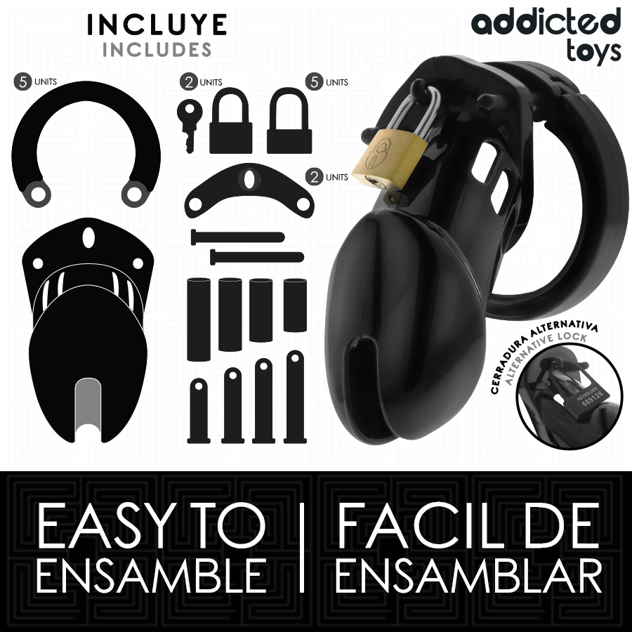ADDICTED TOYS LOCKED - CAGE À PÉNIS OBSIDIAN HOLD TAILLE M – Image 6