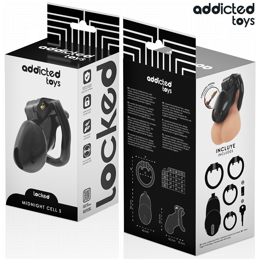 ADDICTED TOYS LOCKED - CAGE À PÉNIS MINDNIGHT CELL TAILLE S 4.8 CM – Image 7