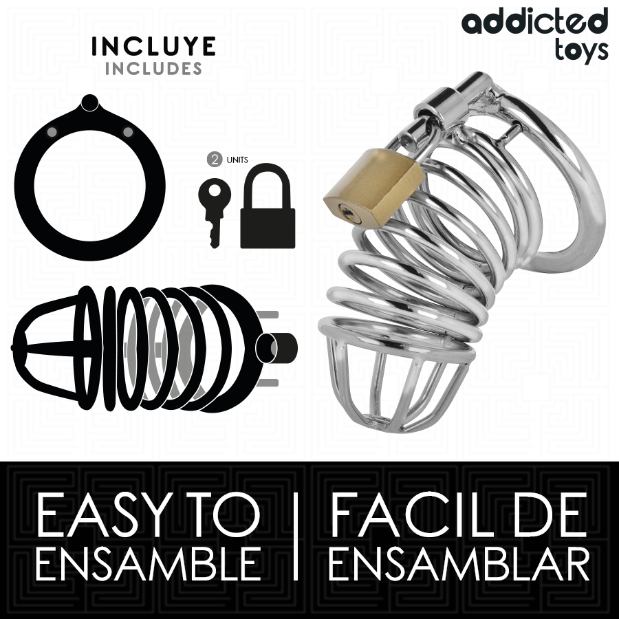 ADDICTED TOYS LOCKED - CAGE À PÉNIS EN MÉTAL IRON CELL 4 CM TAILLE S – Image 5