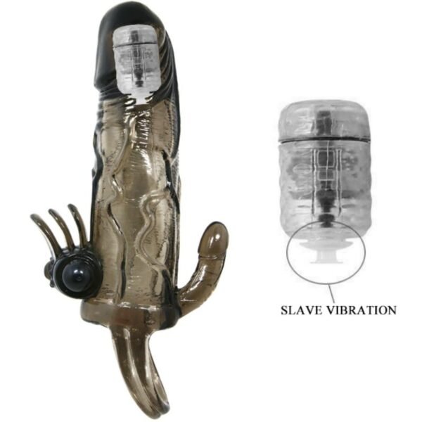 Baile - Couvre-Pénis Brave Man Avec Stimulation Clito Et Anal Double Bullet Noir 16.5 CM | SexDelice