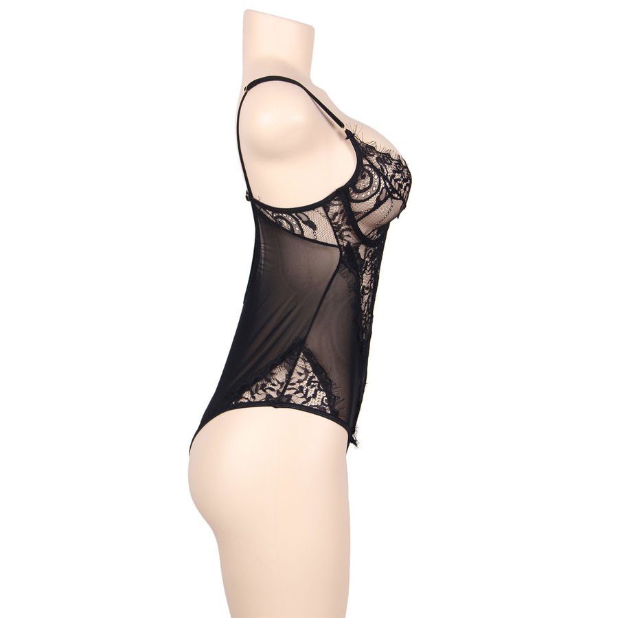Subblime - Queen Plus Dentelle Florale Et Teddy Noir Franges | SexDelice – Image 3