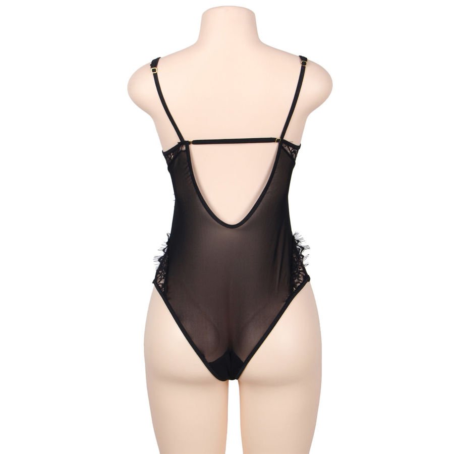 Subblime - Queen Plus Dentelle Florale Et Teddy Noir Franges | SexDelice – Image 4