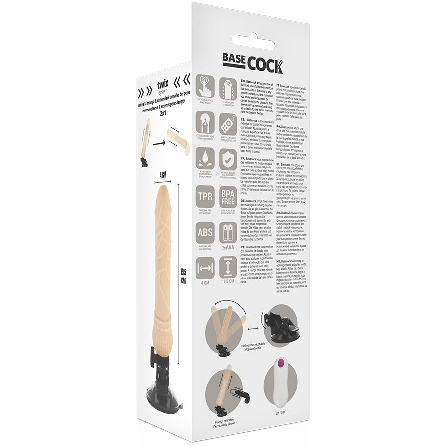 BASECOCK - VIBRATEUR TÉLÉCOMMANDE NATUREL RÉALISTE 19.5 CM -O- 4 CM – Image 6