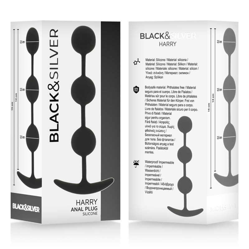 Black&silver - Chapelet Anal Harry 3 Sphères En Silicone 14 CM | SexDelice – Image 5