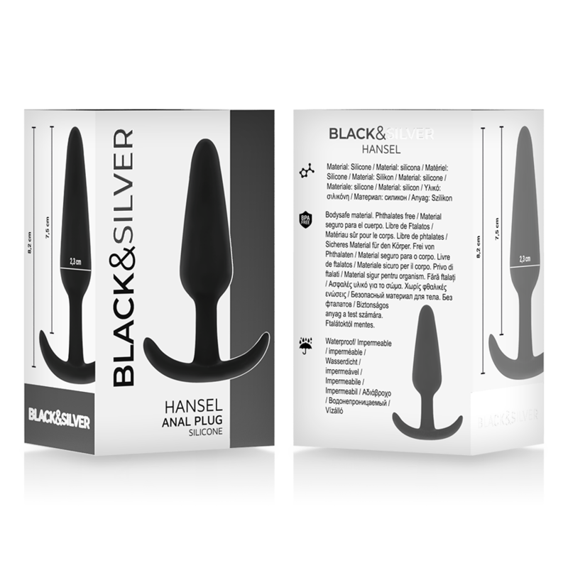 Black&silver - Bouchon Anal En Silicone Hansel Avec Petite Poignée | SexDelice – Image 5