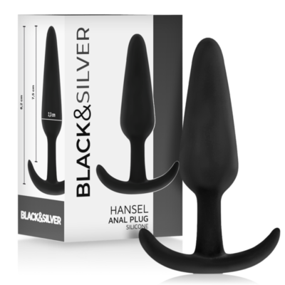 Black&silver - Bouchon Anal En Silicone Hansel Avec Petite Poignée | SexDelice