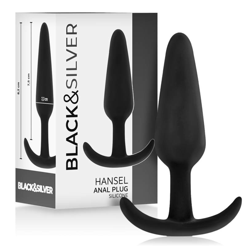 Black&silver - Bouchon Anal En Silicone Hansel Avec Petite Poignée | SexDelice