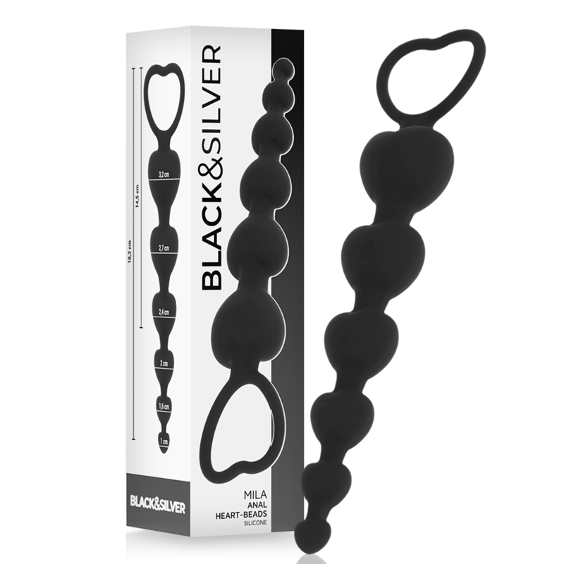 Black&silver - Chaîne De Coeurs Anal Mila 18 CM | SexDelice