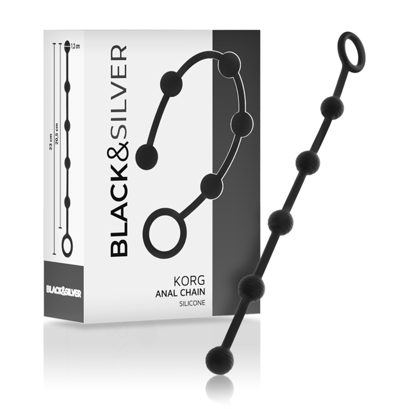 Black&silver - Chapelet Anal Korg Silicone Initiation 21 CM | SexDelice