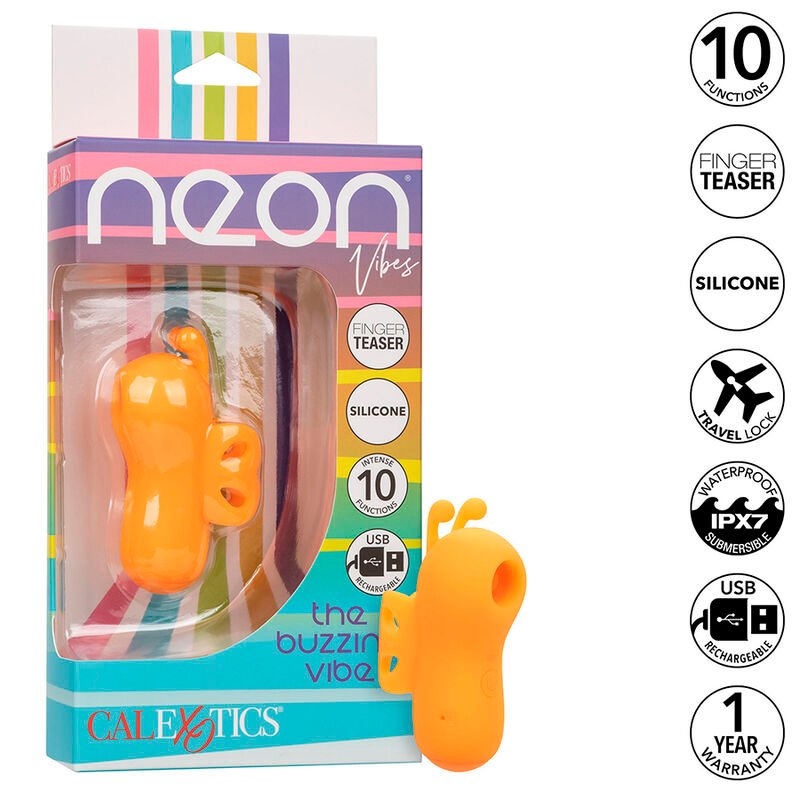 Calexotics - Neon Vibes Buzzing Vibe Le Stimulateur De Doigts 10 Vibrations Orange | SexDelice