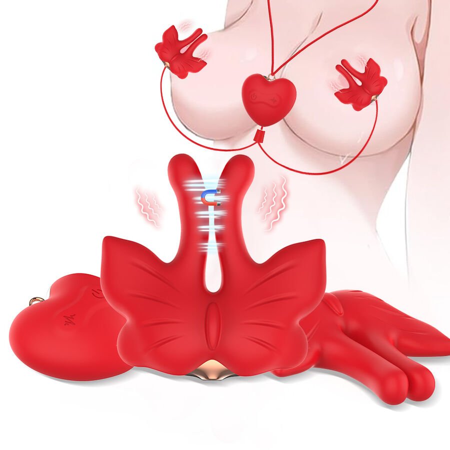 Armony - Pinces À Tétons Magnétiques À Vibration Forme Papillon Rouges | SexDelice – Image 2