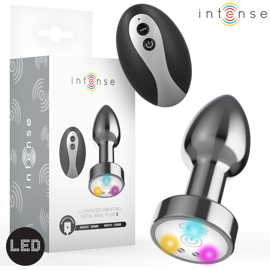 Intense - Plug Anal Vibrant En Métal Avec Lumières LED Et Télécommande - Taille S | SexDelice