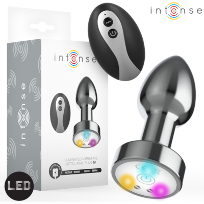 Intense - Plug Anal Vibrant En Métal Avec Lumières LED Et Télécommande - Taille M | SexDelice
