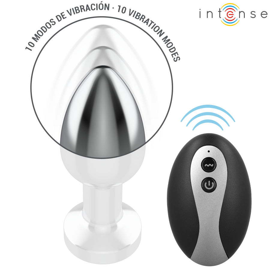 Intense - Plug Anal Vibrant En Métal Avec Lumières LED Et Télécommande - Taille M | SexDelice – Image 4