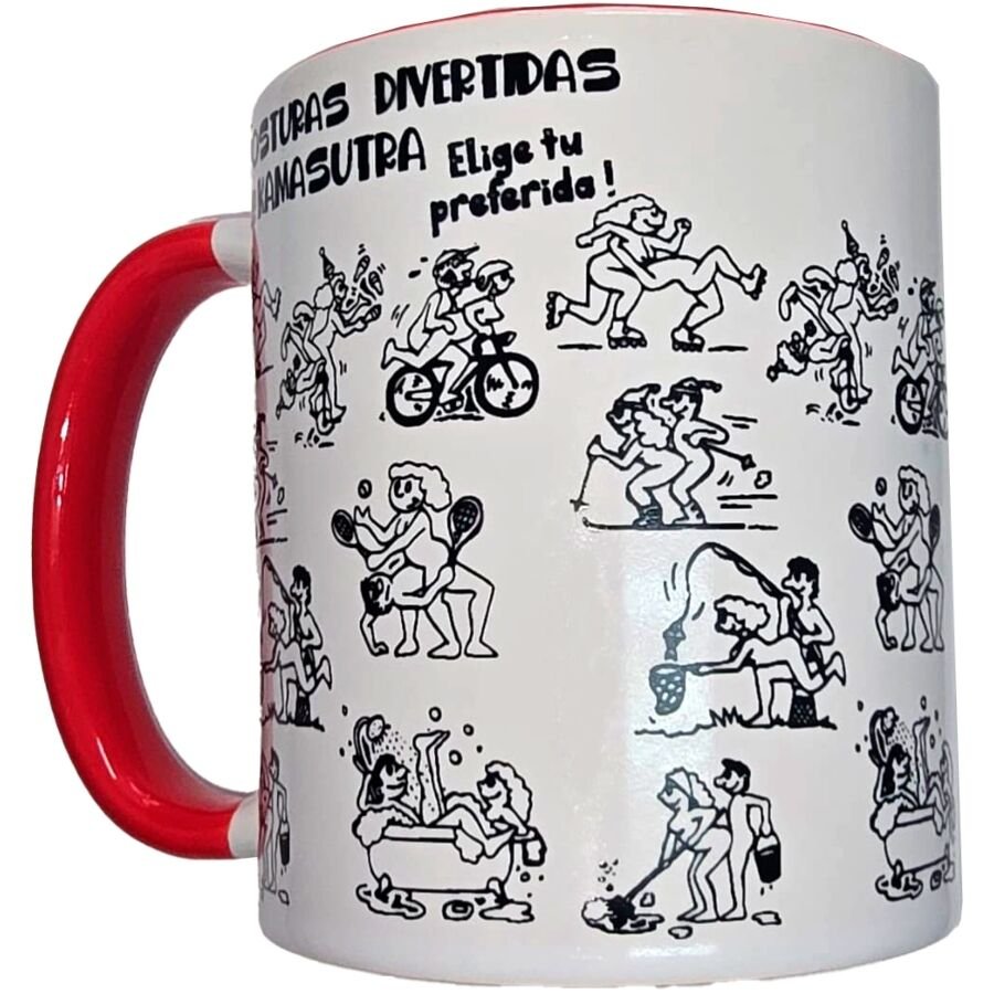 Diablo Picante - Tasse Positions Kamasutra Blanche Avec Anse Rouge 370 ML | SexDelice