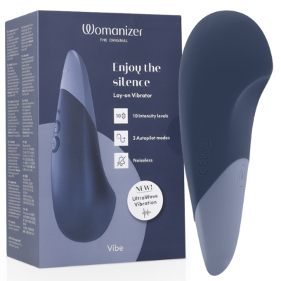 Womanizer - Vibe Lay-On Vibrateur Silencieux Bleu Foncé | SexDelice