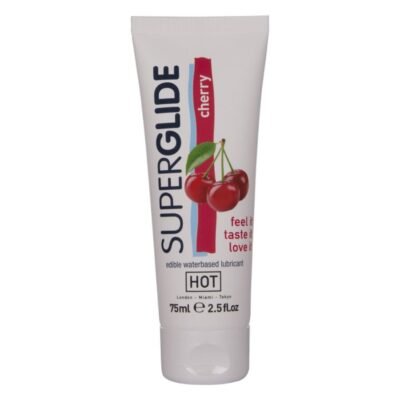 Hot - Superglide Lubrifiant Comestible À Base D'Eau Cerise 75 ML | SexDelice