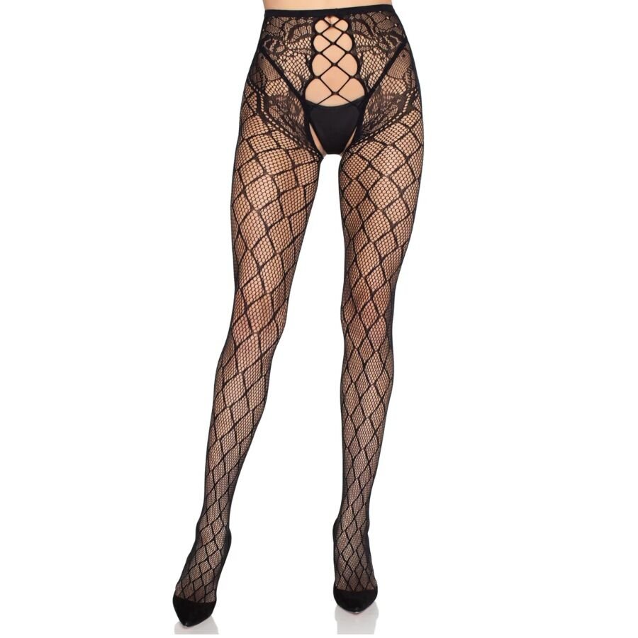 Leg Avenue - 1966 Collants Résille Avec Culotte Sans Entrejambe Noir - Taille Unique | SexDelice – Image 4
