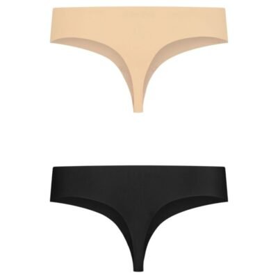 Bye-Bra - Invisible Thong 2 Pack Beige & Black Size M | SexDelice
